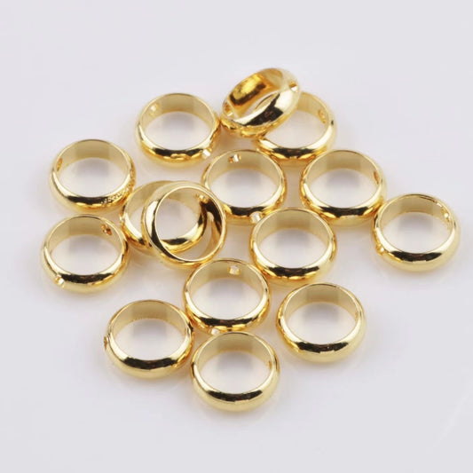 100pcs Round Bead Frame Metal Circle Frame Connectors Brass Spacers Beads for Beading Jewelry Making