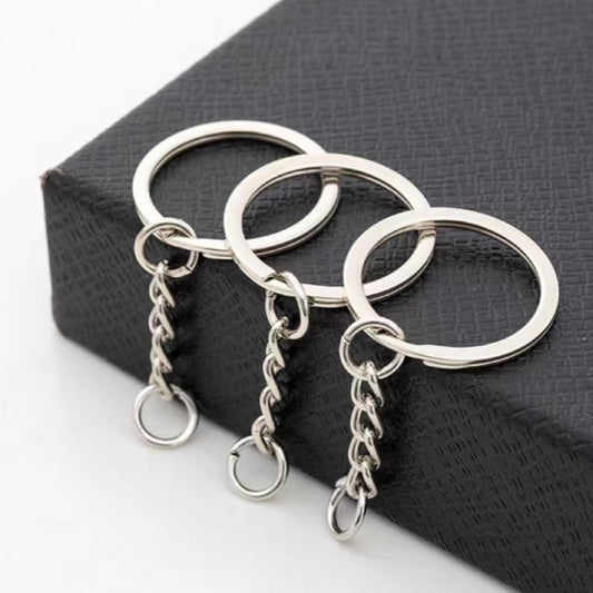 10pcs Sliver Key Ring with Chain Open Jump Keychain Rings for Jewelry Making