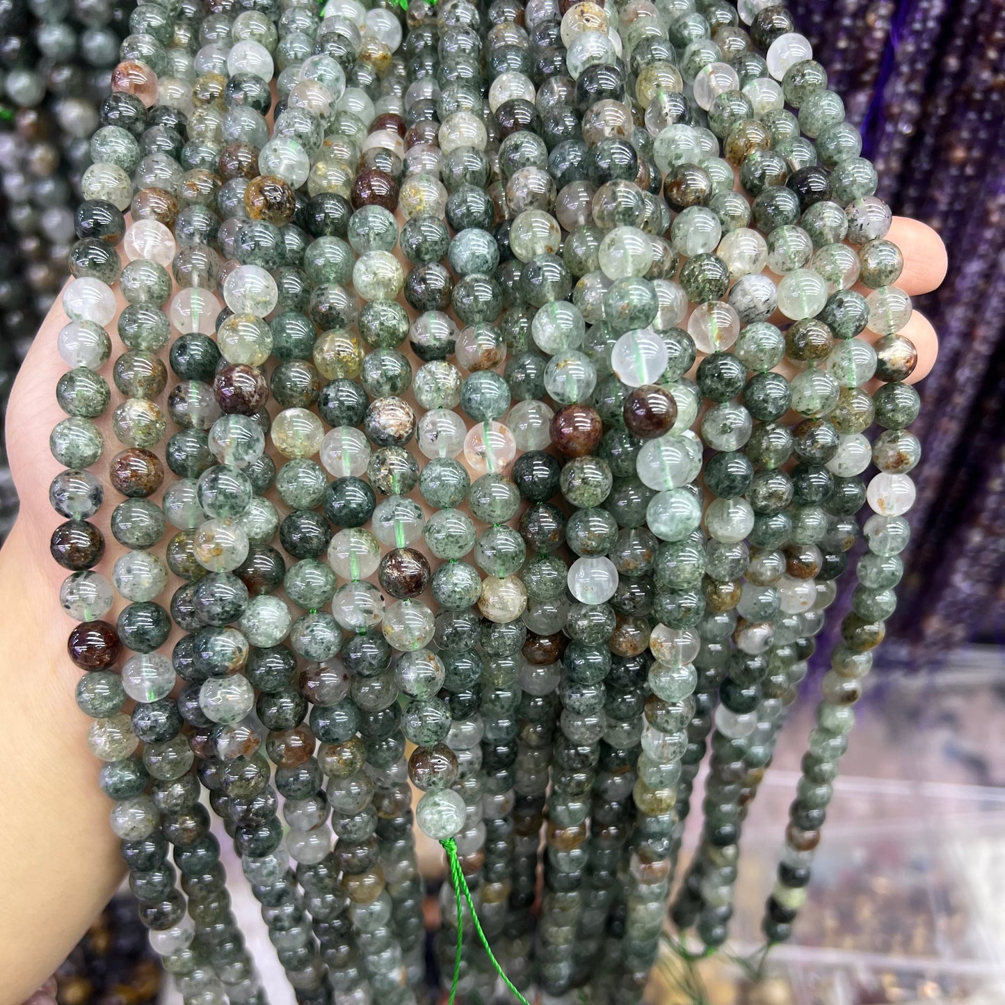 Natural Green Phantom Quartz Round Smooth beads Energy Healing Gemstone Loose Beads for DIY Jewelry Making Design AAA Quality  6mm 8mm 10mm 12mm