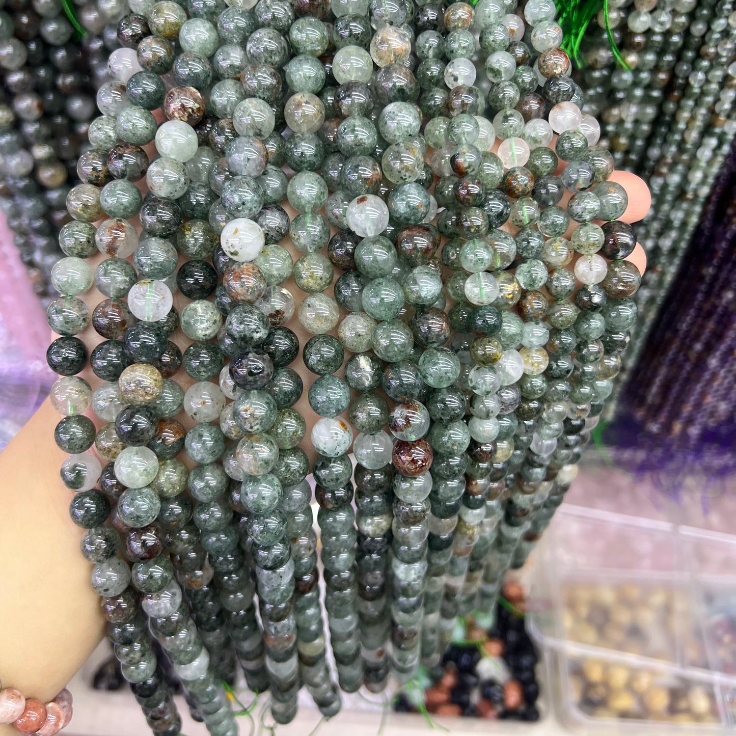 Natural Green Phantom Quartz Round Smooth beads Energy Healing Gemstone Loose Beads for DIY Jewelry Making Design AAA Quality  6mm 8mm 10mm 12mm