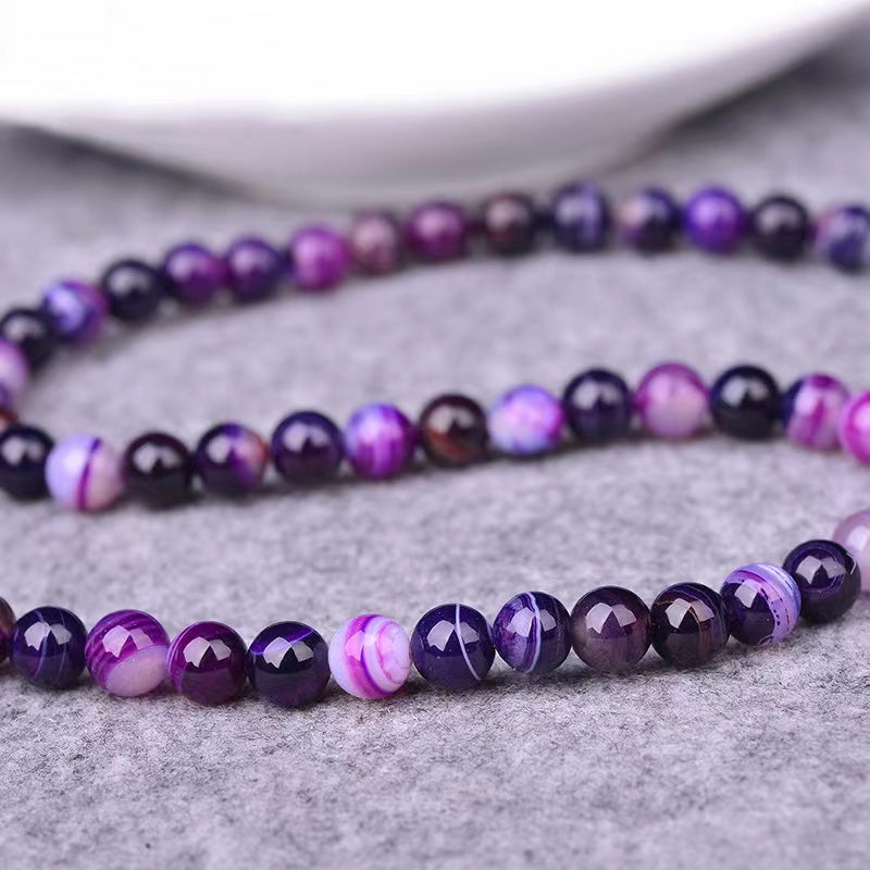 Natural Purple Lace Agate Round Smooth Beads Healing Gemstone Loose Beads For DIY Jewelry Making AAA Quality