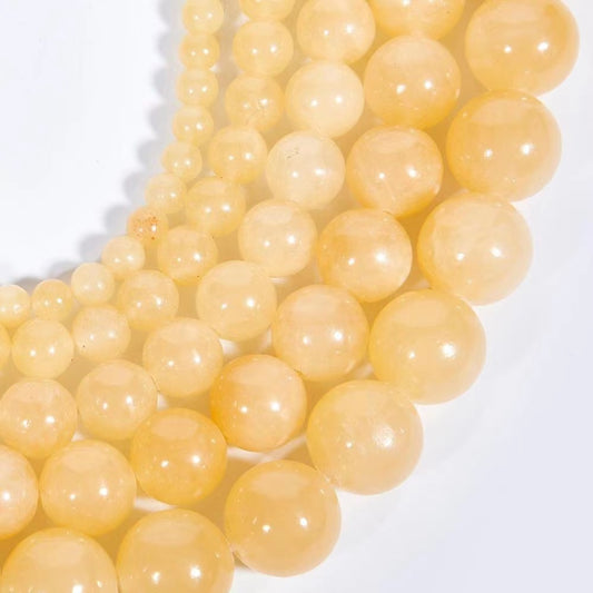 Natural Yellow Calcite Round Smooth Beads Healing Gemstone Loose Beads For DIY Jewelry Making AAA Quality