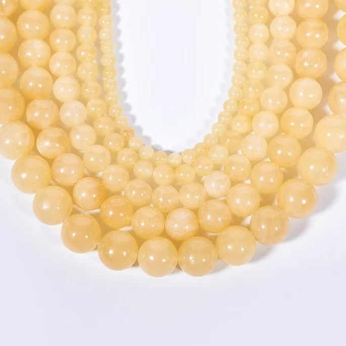 Natural Yellow Calcite Round Smooth Beads Healing Gemstone Loose Beads For DIY Jewelry Making AAA Quality