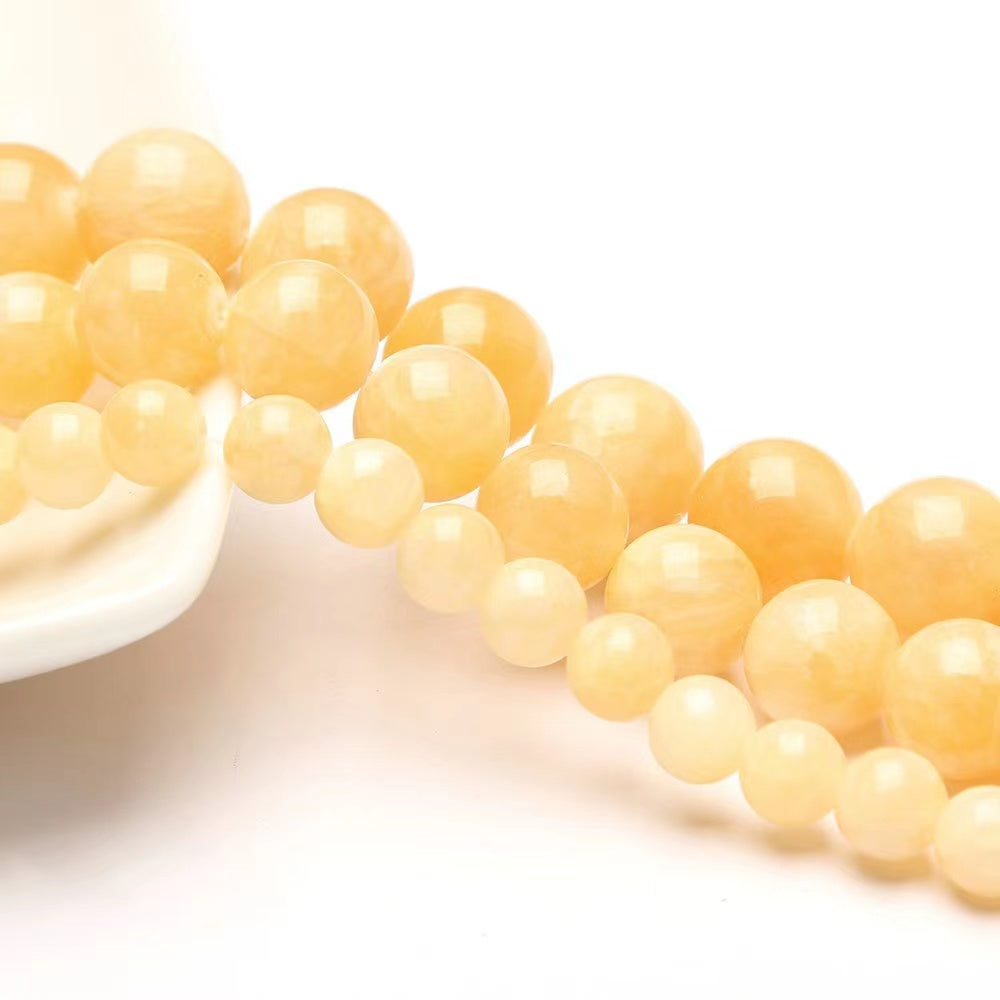 Natural Yellow Calcite Round Smooth Beads Healing Gemstone Loose Beads For DIY Jewelry Making AAA Quality