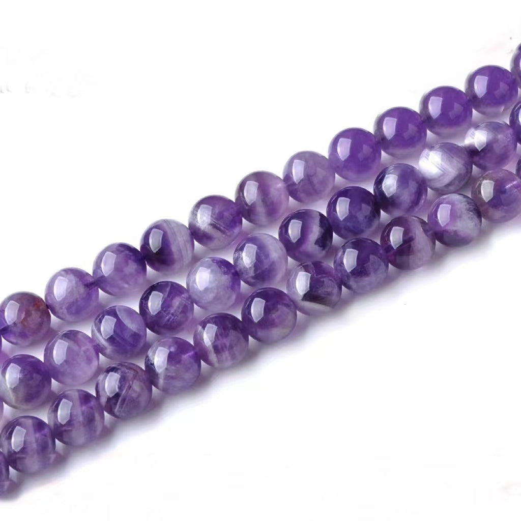 Natural Dreamy Amethyst Round Smooth Beads Healing Gemstone Loose Beads For DIY Jewelry Making AAA Quality