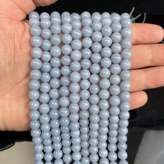 Natural Blue Angelite Stone Healing Gemstone Loose Bead DIY Jewelry Making AAA Quality 6mm 8mm 10mm