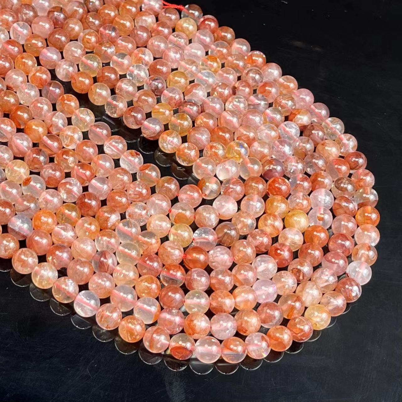 Natural Hematoid Quartz Fire Quartz Round Beads Energy Gemstone Loose Beads For DIY Jewelry Making Design AAA Quality