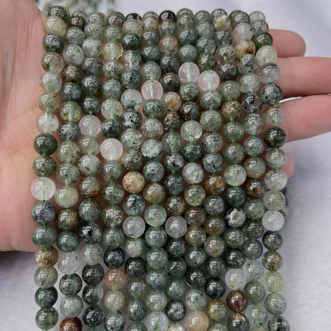 Natural Green Phantom Quartz Round Smooth beads Energy Healing Gemstone Loose Beads for DIY Jewelry Making Design AAA Quality  6mm 8mm 10mm 12mm