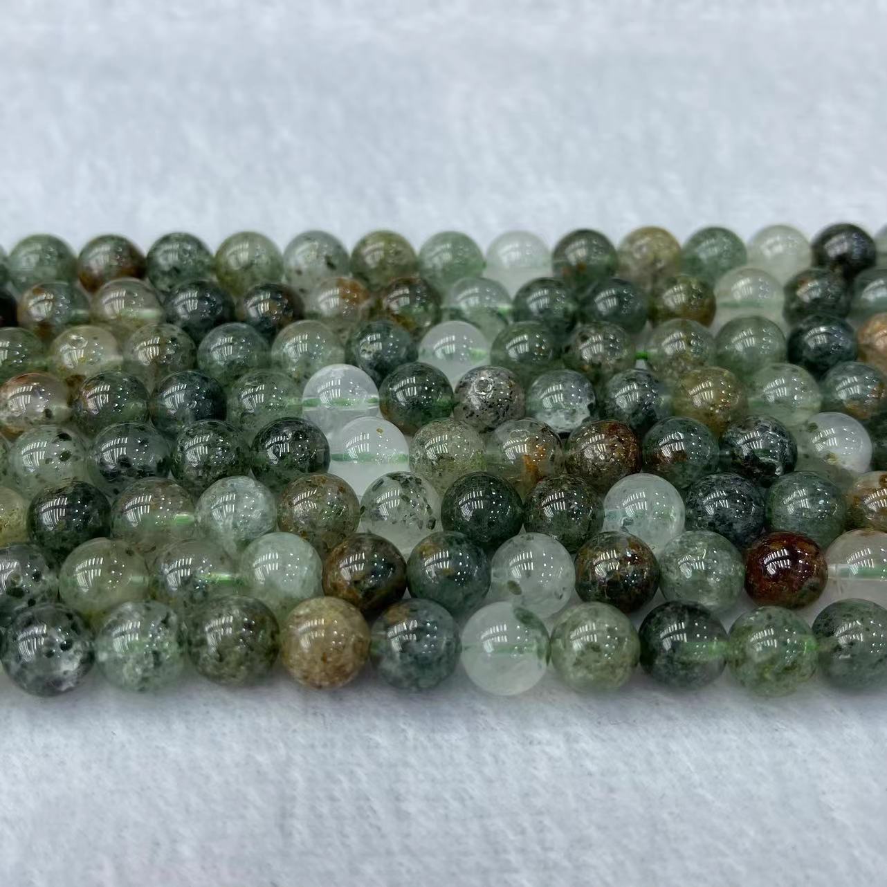 Natural Green Phantom Quartz Round Smooth beads Energy Healing Gemstone Loose Beads for DIY Jewelry Making Design AAA Quality  6mm 8mm 10mm 12mm