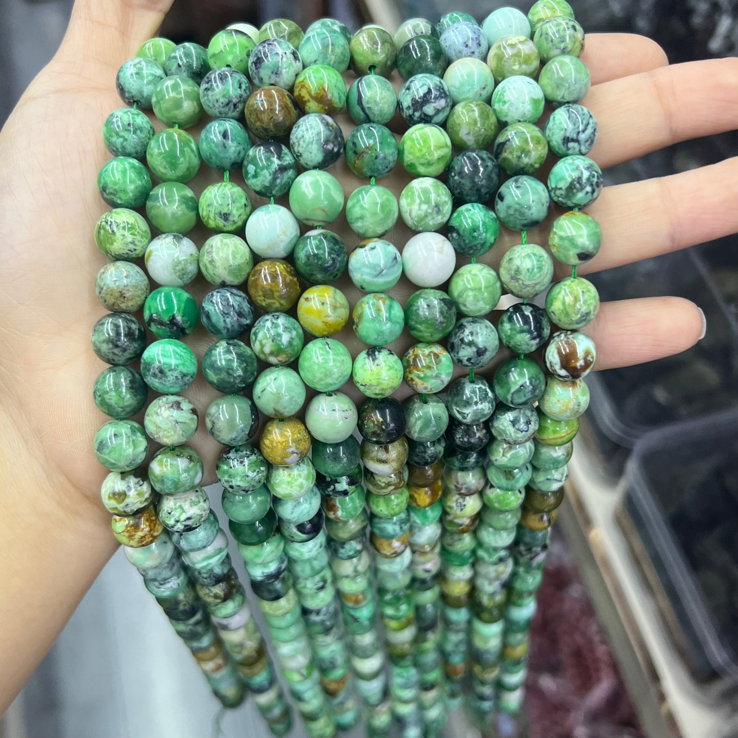 Natural Green Variste Beads Healing Gemstone Loose Beads DIY Jewelry Making AAA Quality 8mm 10mm 12mm 14mm