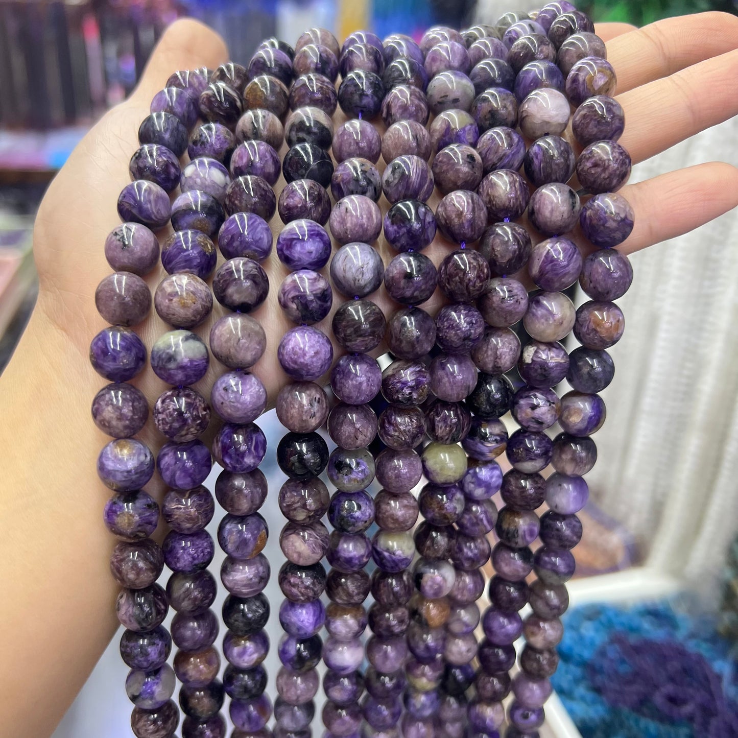 Natural Purple Charoite Round Beads Healing Gemstone Loose Bead DIY Jewelry Making AAA Quality 10mm