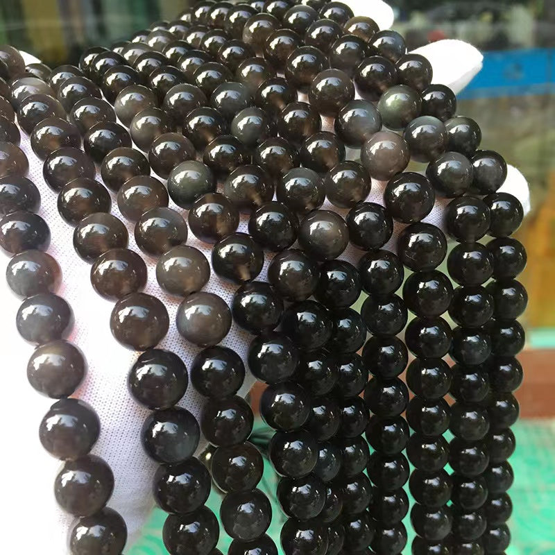 Natural Ice obsidian Round Smooth beads Energy Healing Gemstone Loose Beads for DIY Jewelry Making Design AAA Quality 6mm 8mm 10mm 12mm