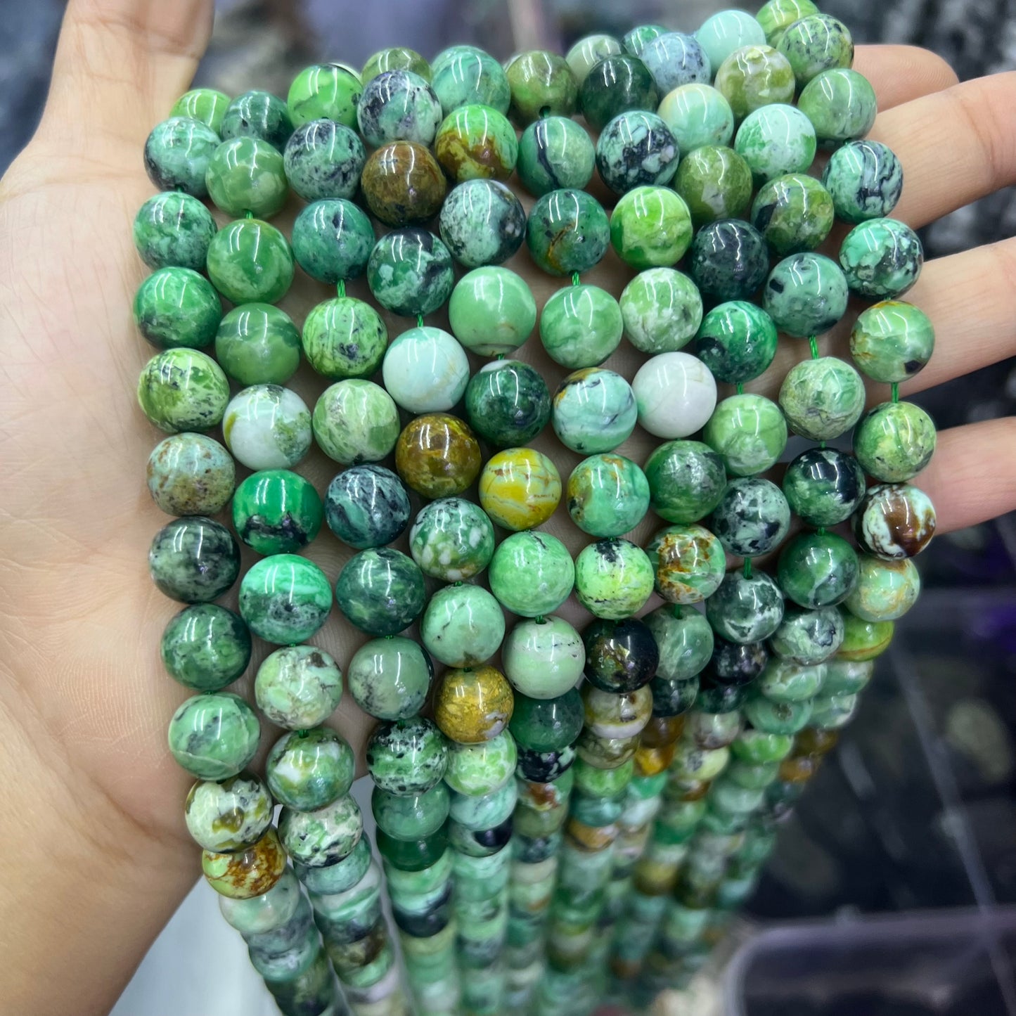 Natural Green Variste Beads Healing Gemstone Loose Beads DIY Jewelry Making AAA Quality 8mm 10mm 12mm 14mm