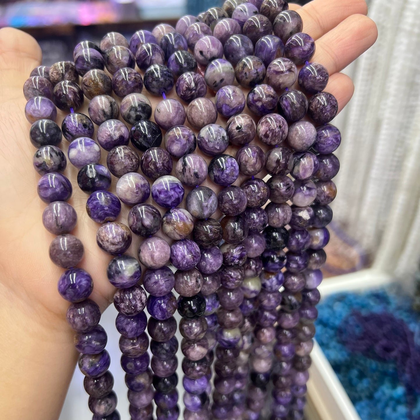 Natural Purple Charoite Round Beads Healing Gemstone Loose Bead DIY Jewelry Making AAA Quality 10mm