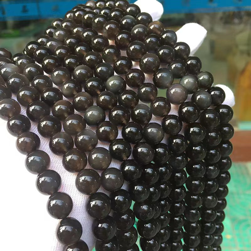 Natural Ice obsidian Round Smooth beads Energy Healing Gemstone Loose Beads for DIY Jewelry Making Design AAA Quality 6mm 8mm 10mm 12mm