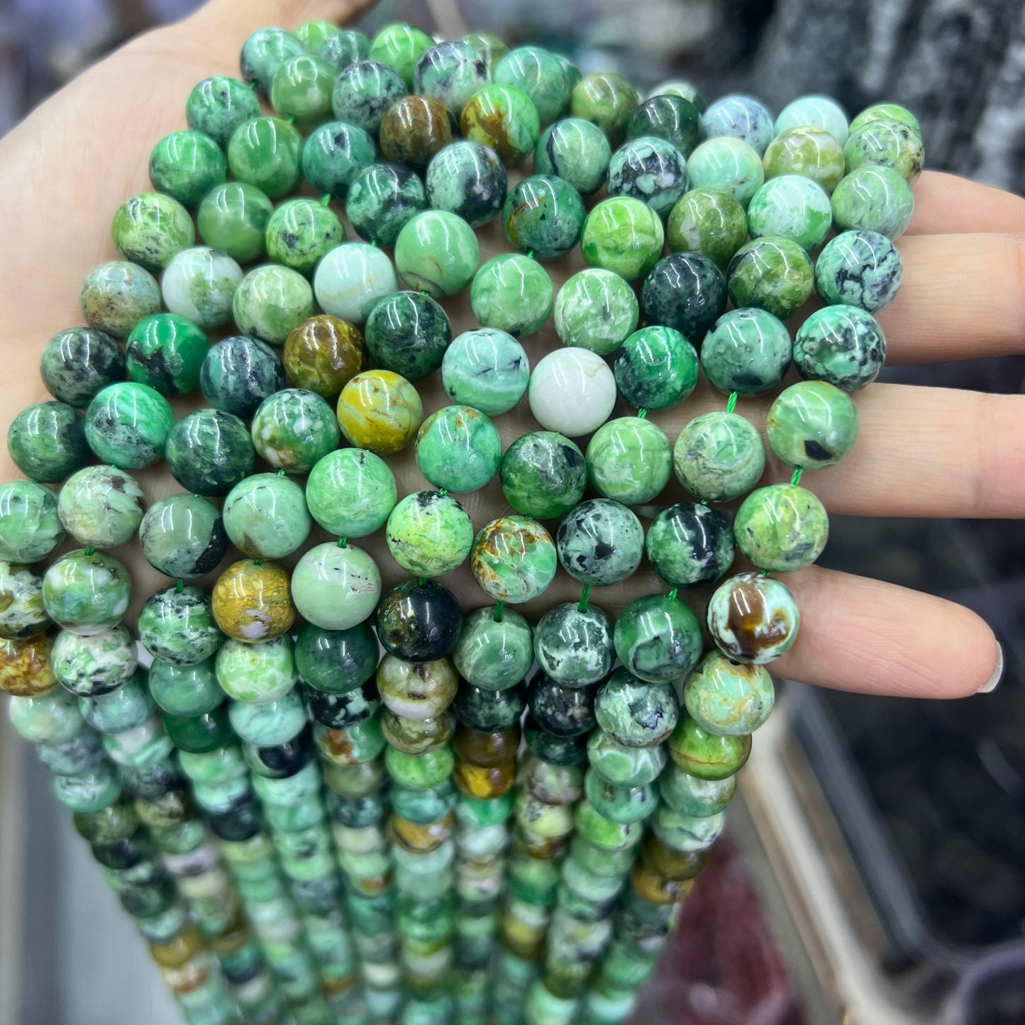 Natural Green Variste Beads Healing Gemstone Loose Beads DIY Jewelry Making AAA Quality 8mm 10mm 12mm 14mm