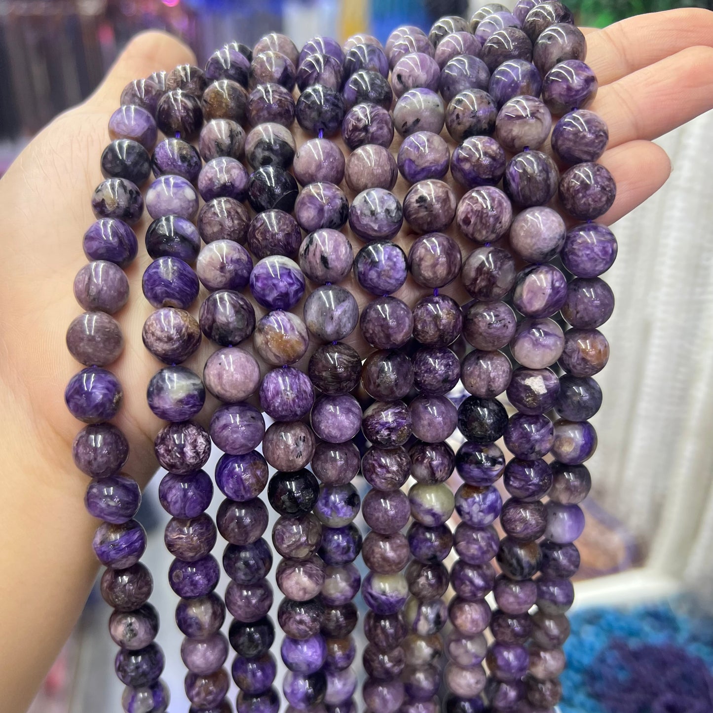 Natural Purple Charoite Round Beads Healing Gemstone Loose Bead DIY Jewelry Making AAA Quality 10mm