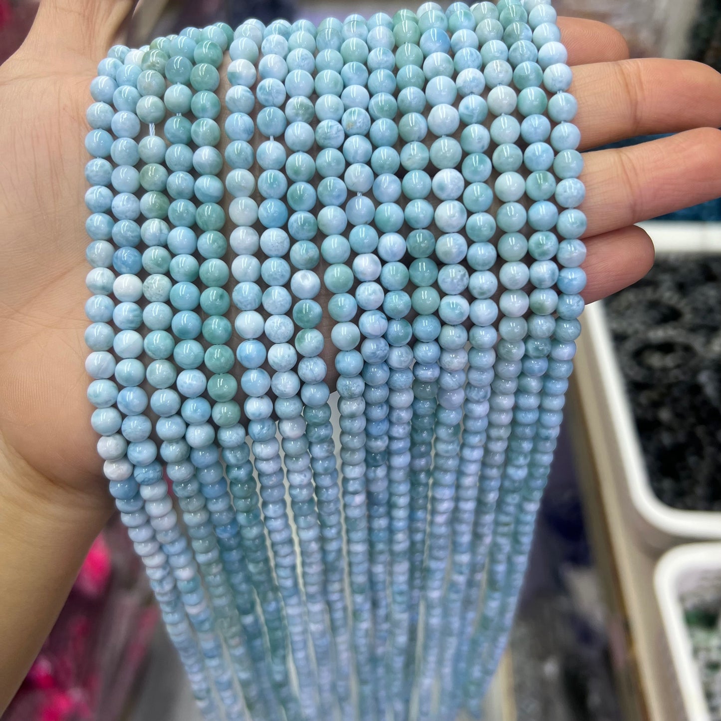 Natural Blue Larimar Round Beads Healing Energy Gemstone Loose Beads DIY Jewelry Making Design for AAAAA Quality 6mm