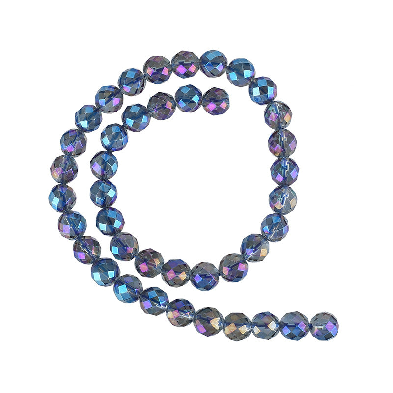 Natural Blue AB Clear Quatrz Aura Faceted Round Loose Beads for Jewelry Making and Design AAA Quality 6mm 8mm 10mm