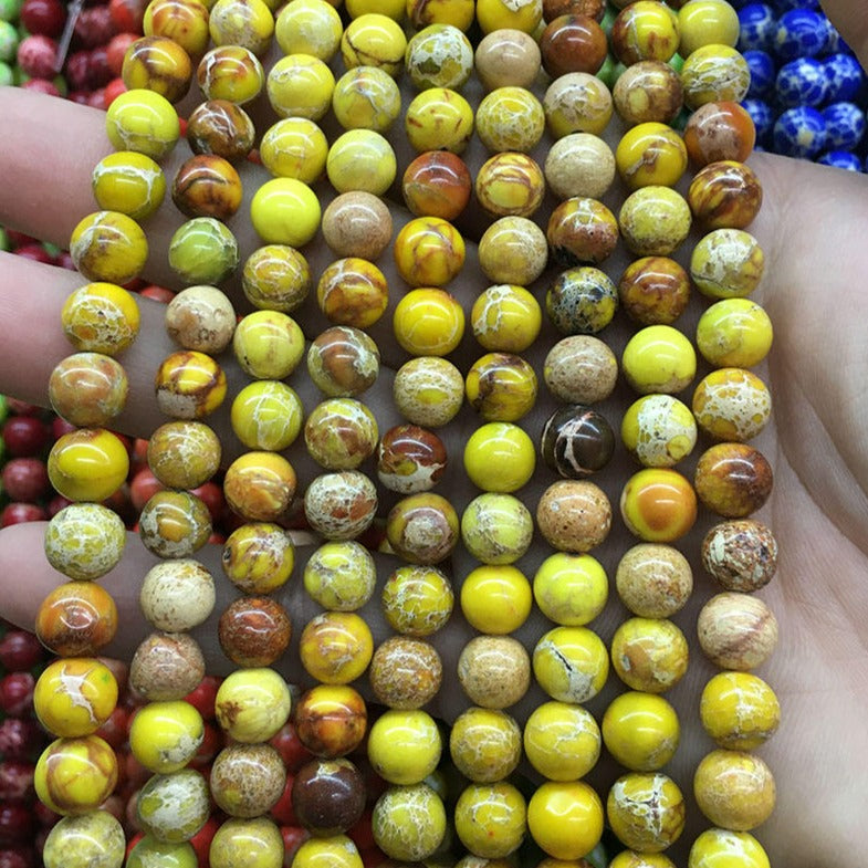 Natural Yellow Imperial Sediment Jasper Round Beads Healing Gemstone Loose Bead DIY Jewelry Making AAA Quality 4mm 6mm 8mm