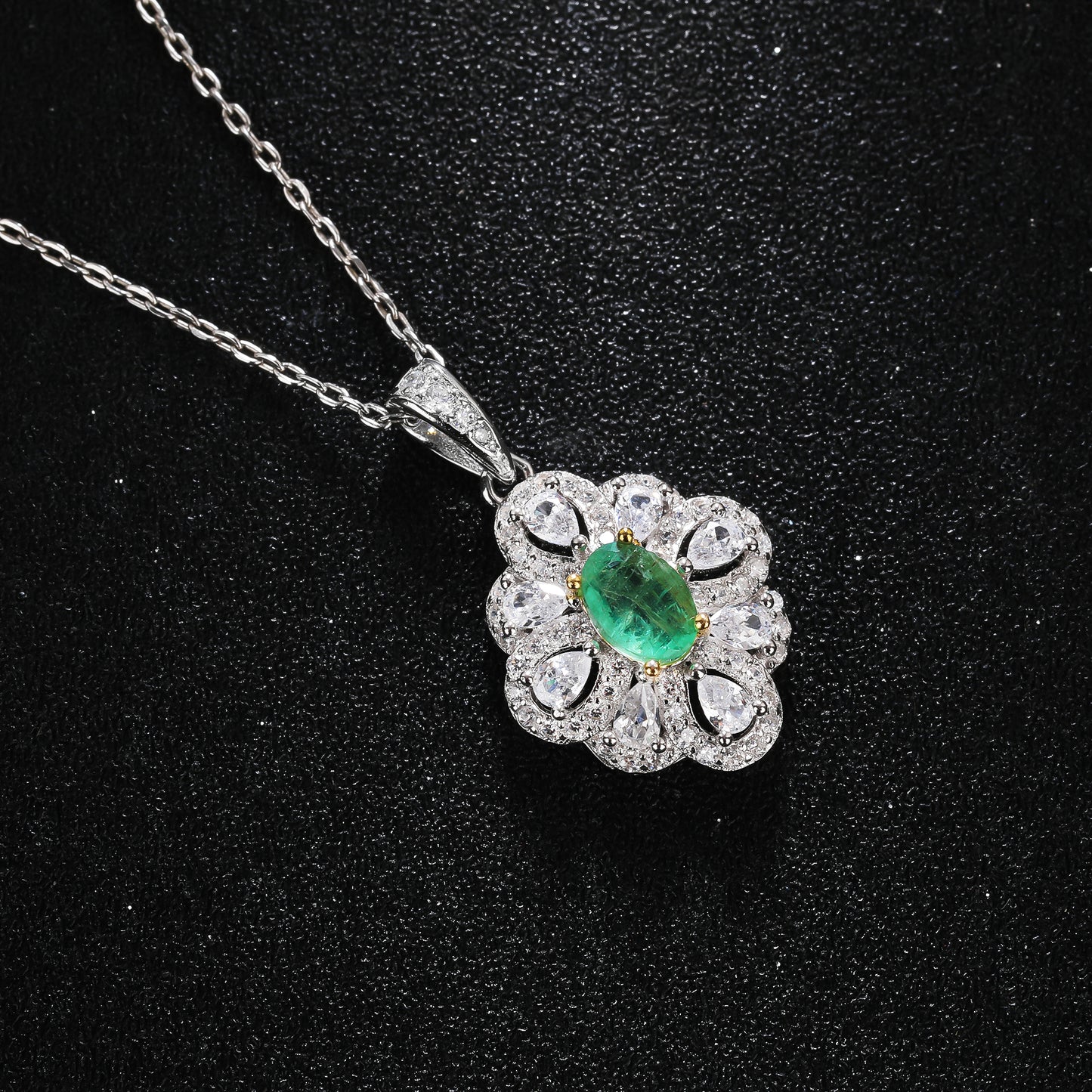 S925 Silver Emerald Pendant JSY-P059