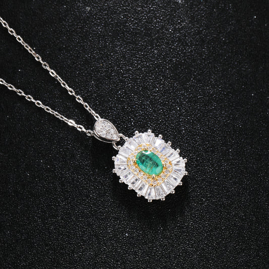 S925 Silver Emerald Pendant JSY-P056