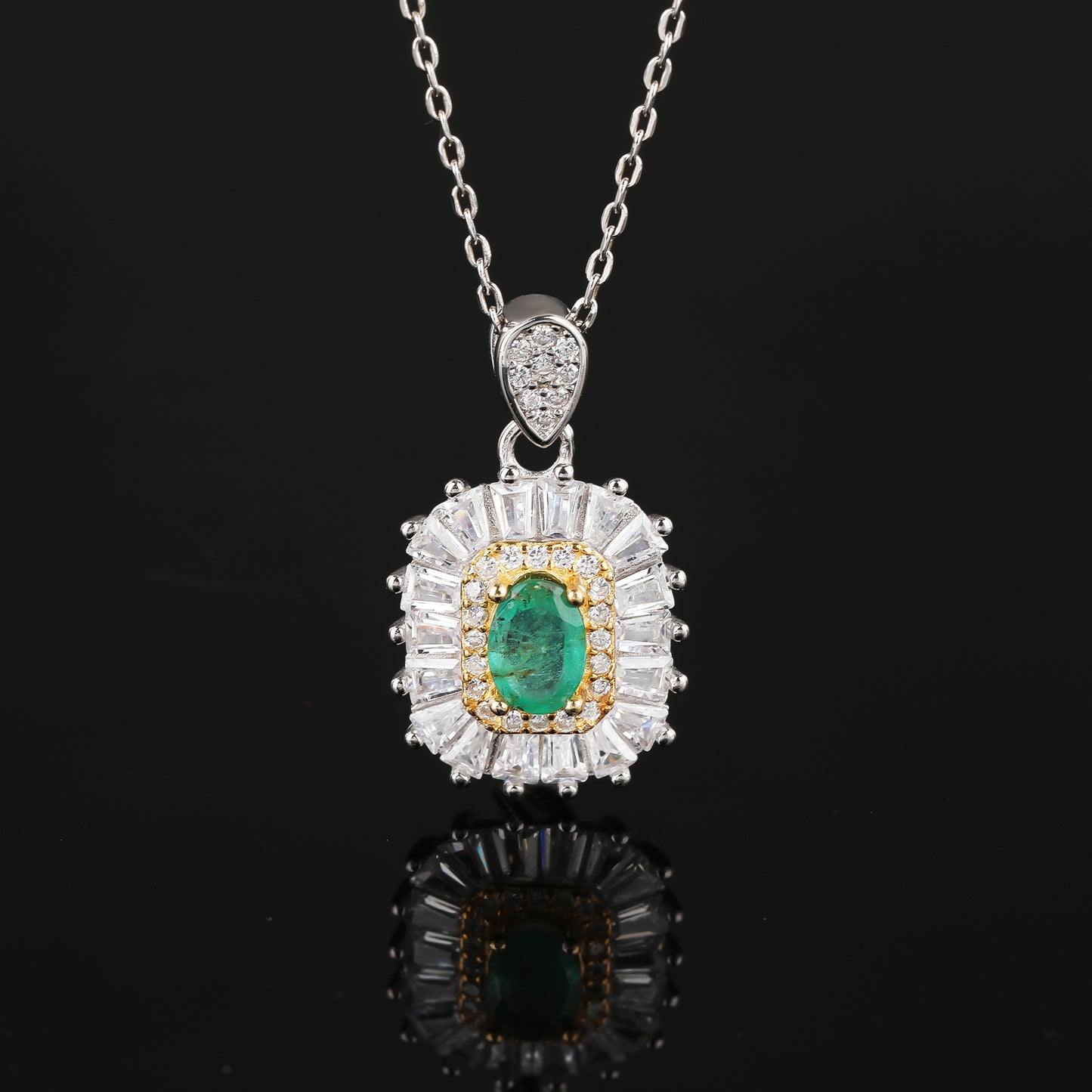 S925 Silver Emerald Pendant JSY-P056