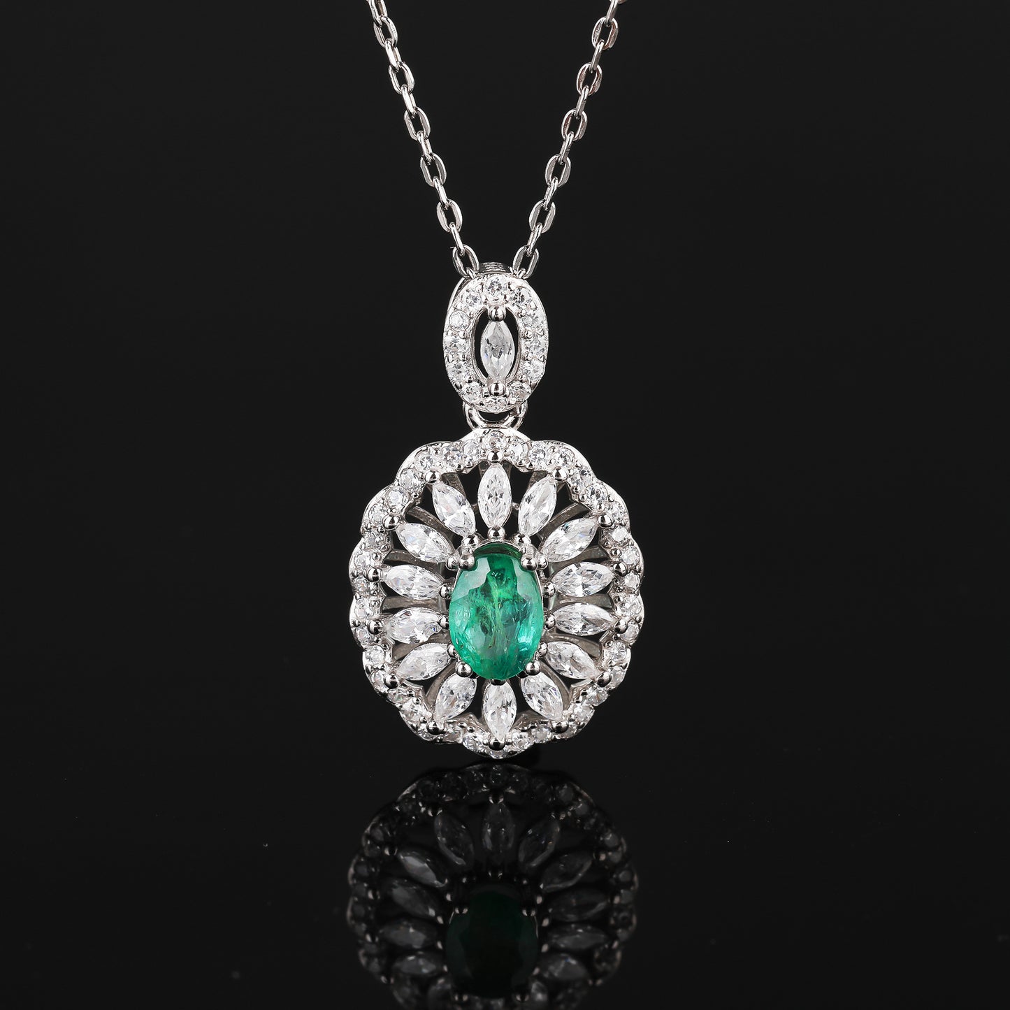 S925 Silver Emerald Pendant JSY-P060