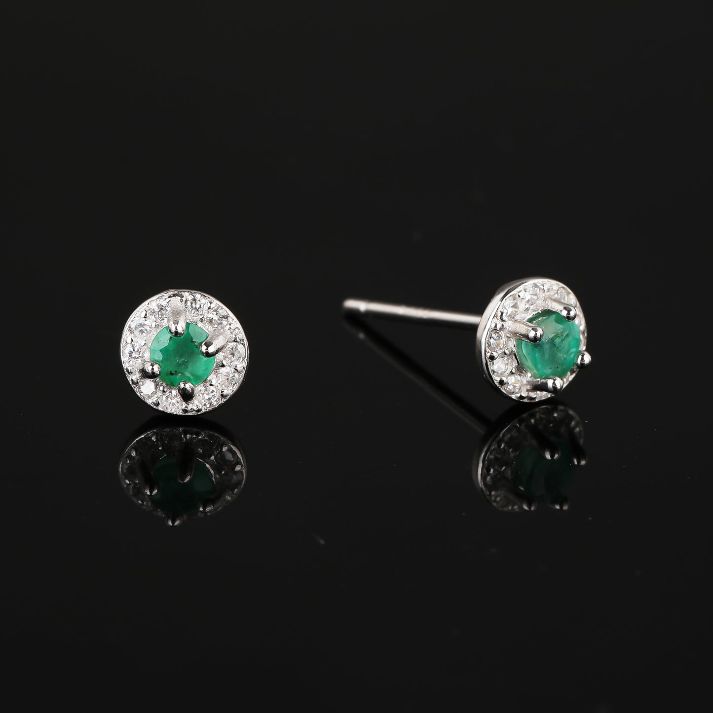 S925 Silver Emerald Earrings JSY-E037