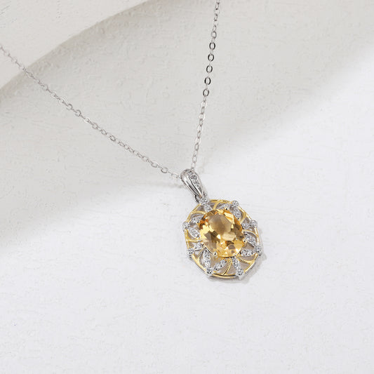 S925 Silver Citrine Pendant JSY-P043