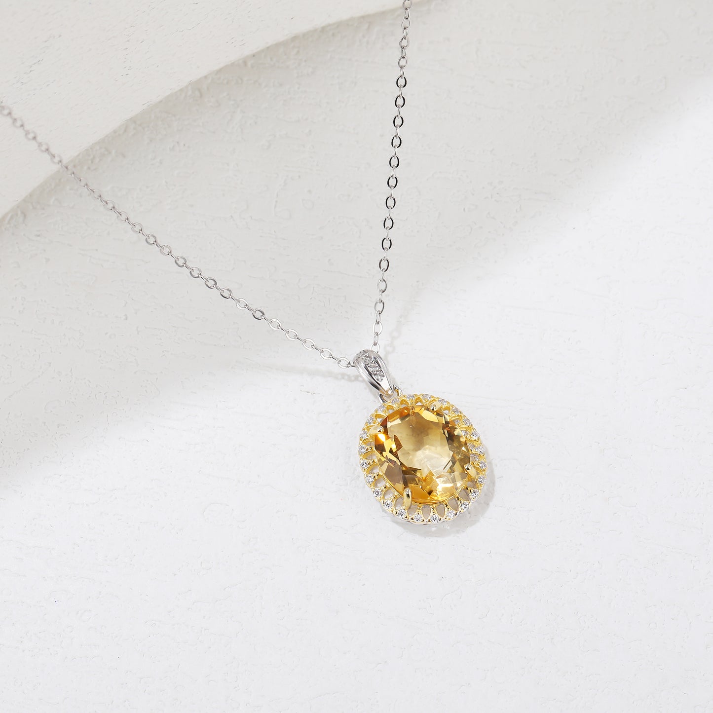 S925 Silver Citrine Pendant JSY-P045