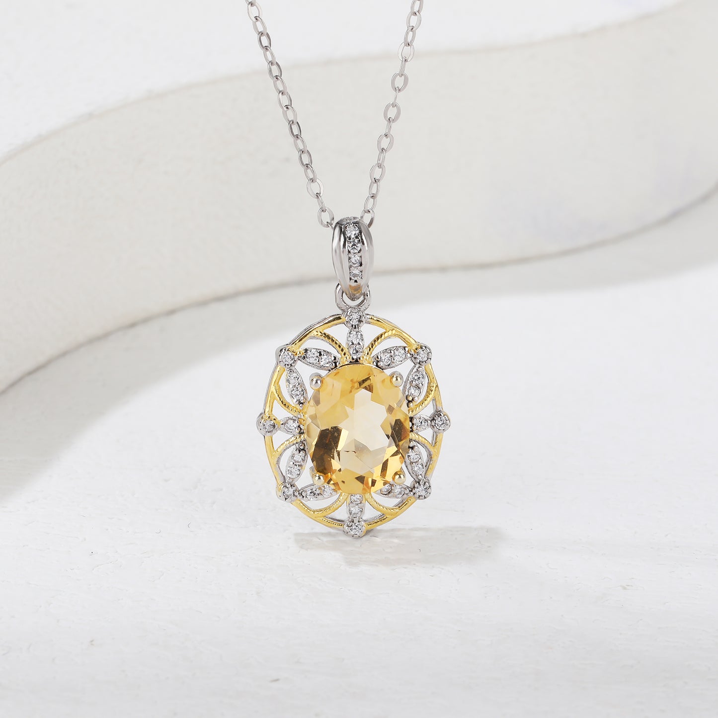 S925 Silver Citrine Pendant JSY-P043