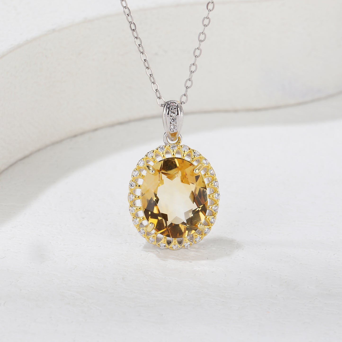 S925 Silver Citrine Pendant JSY-P045