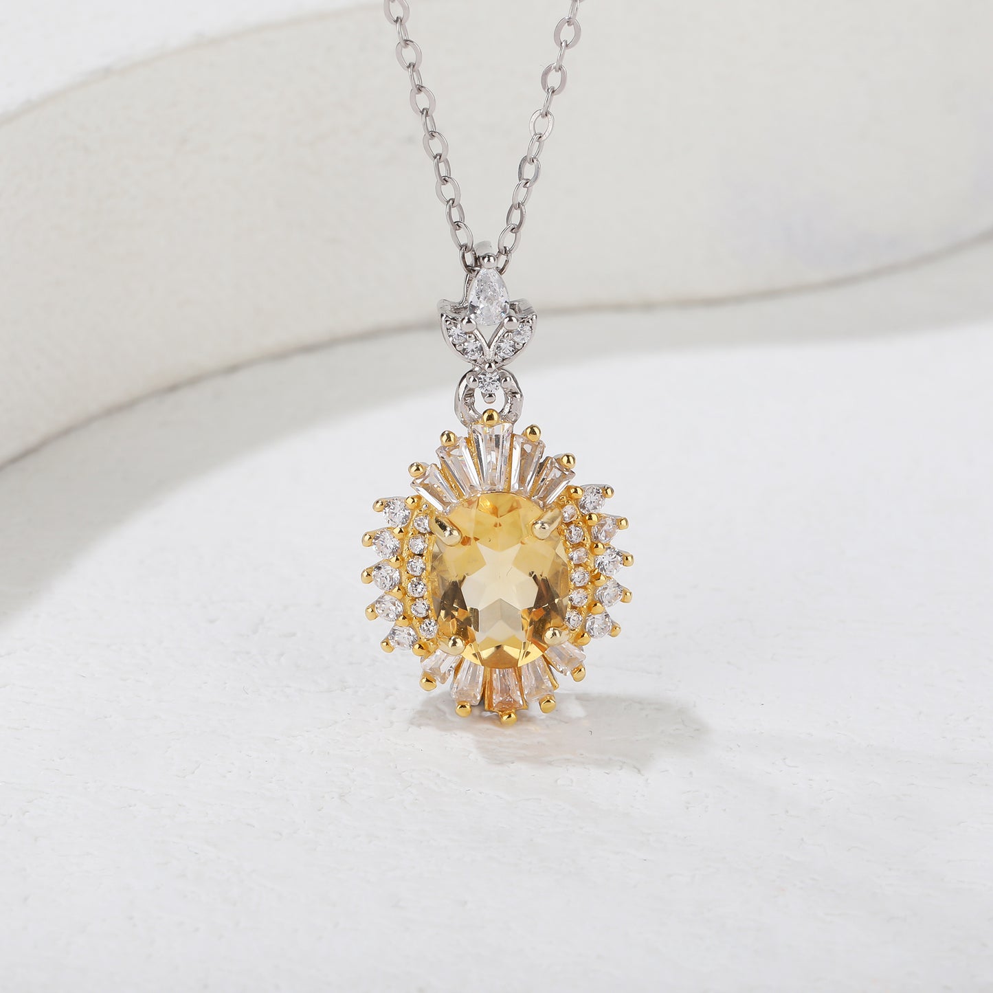 S925 Silver Citrine Pendant JSY-P044