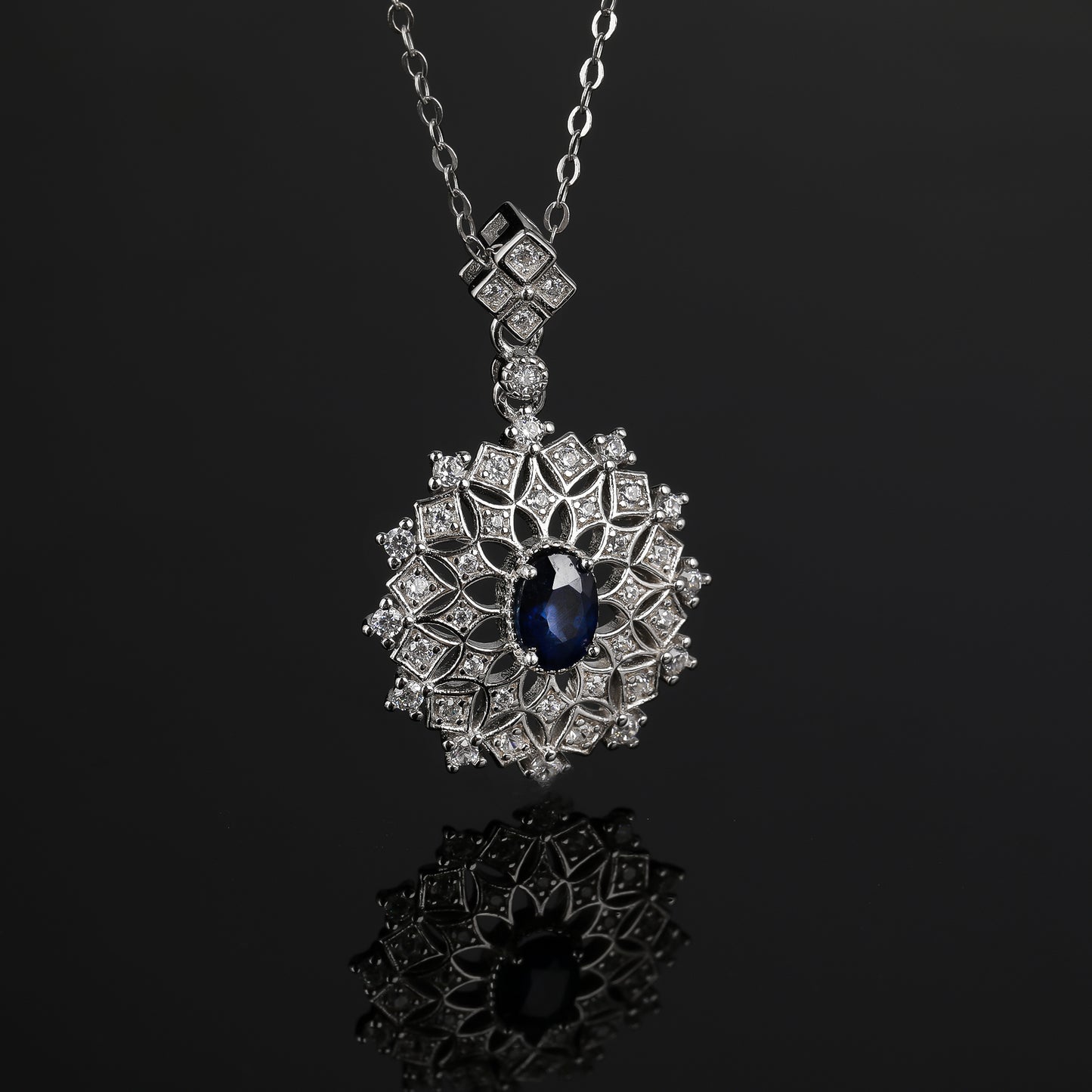 S925 Silver Sapphire Pendant ZS-P042