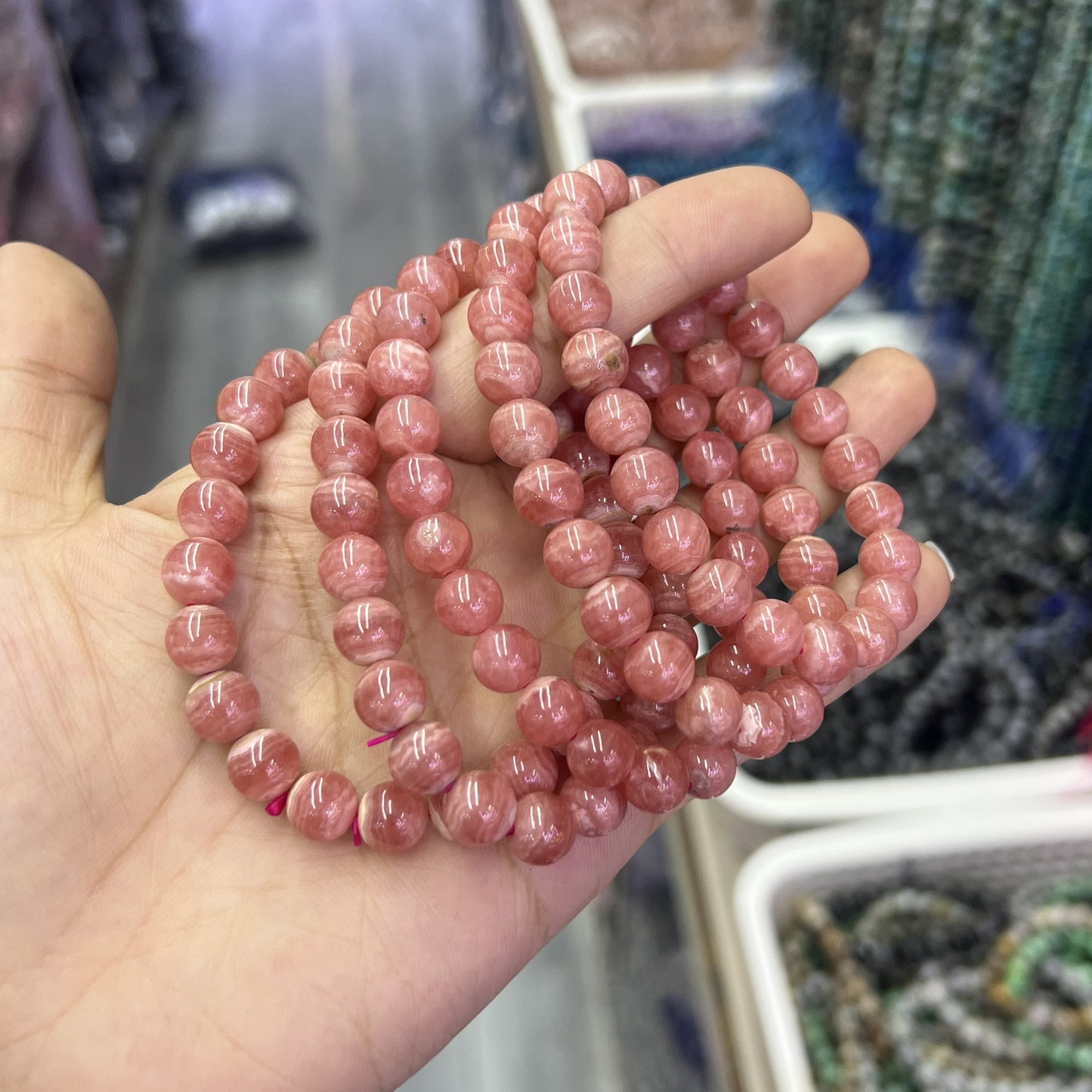 Natural Argentine Rhodochrosite Gemstone Healing Bracelet 8mm