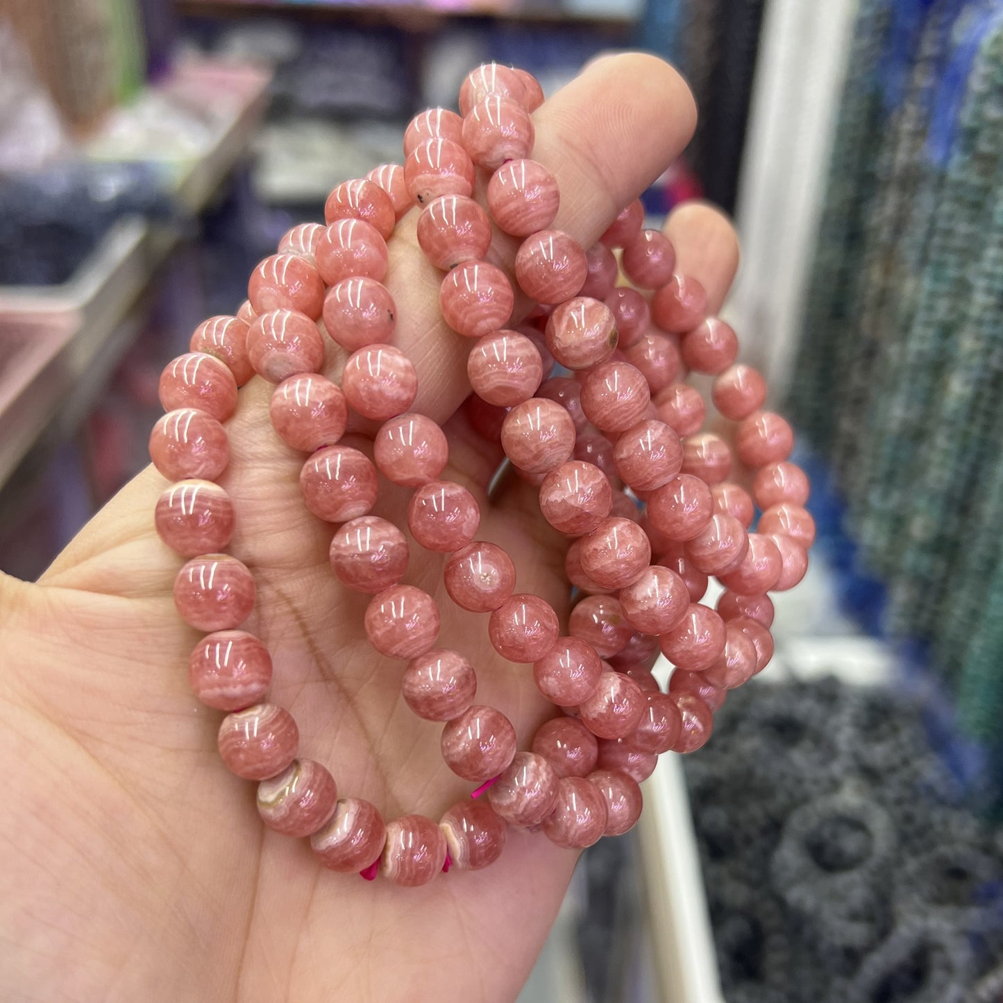 Natural Argentine Rhodochrosite Gemstone Healing Bracelet 8mm