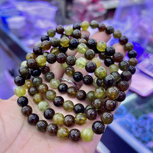 Natural Green Garnet Bracelet Handmade Healing Stretch Beads Bracelet