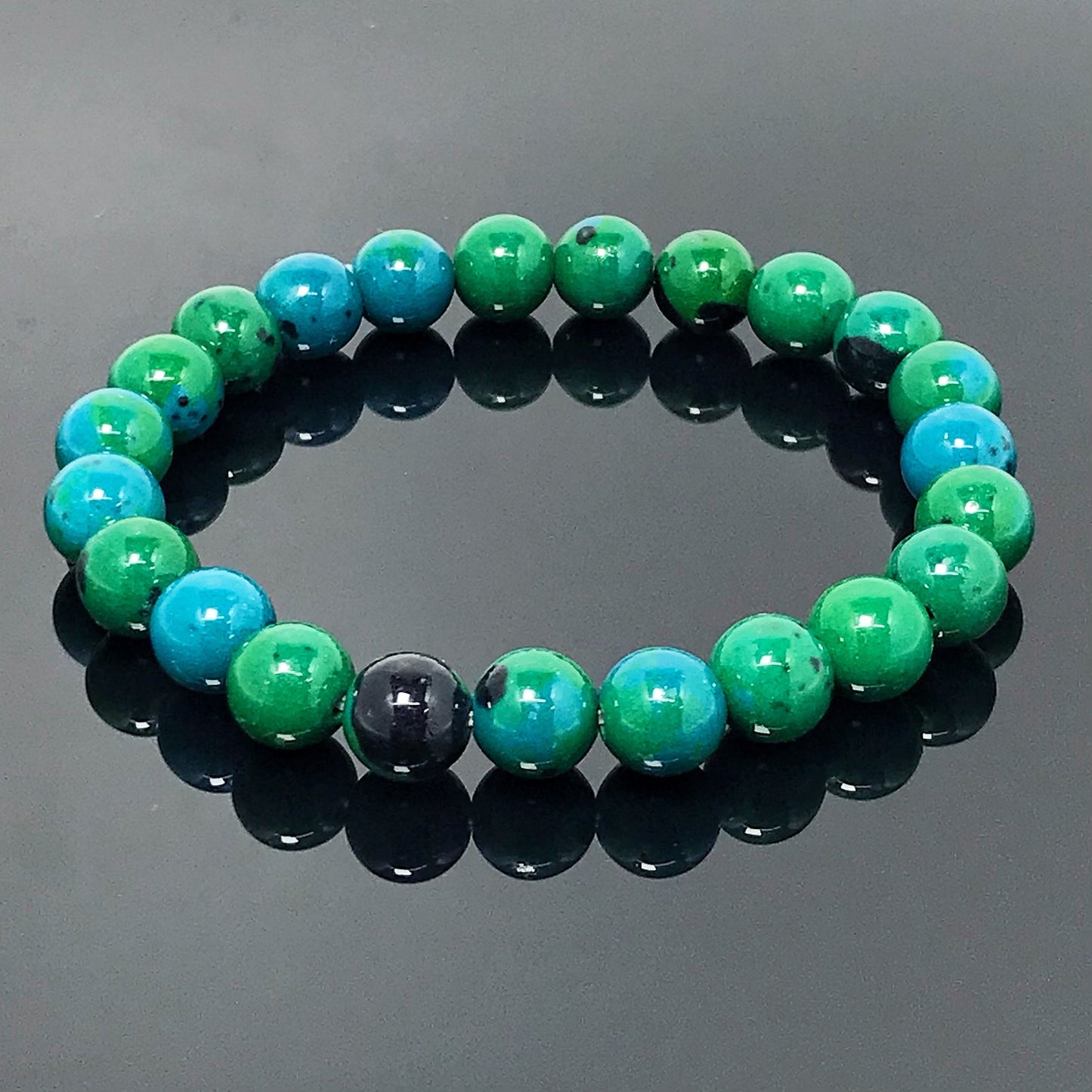 Natural Malachite/Lapis Gemstone Beads Handmade Stretchy Bracelet