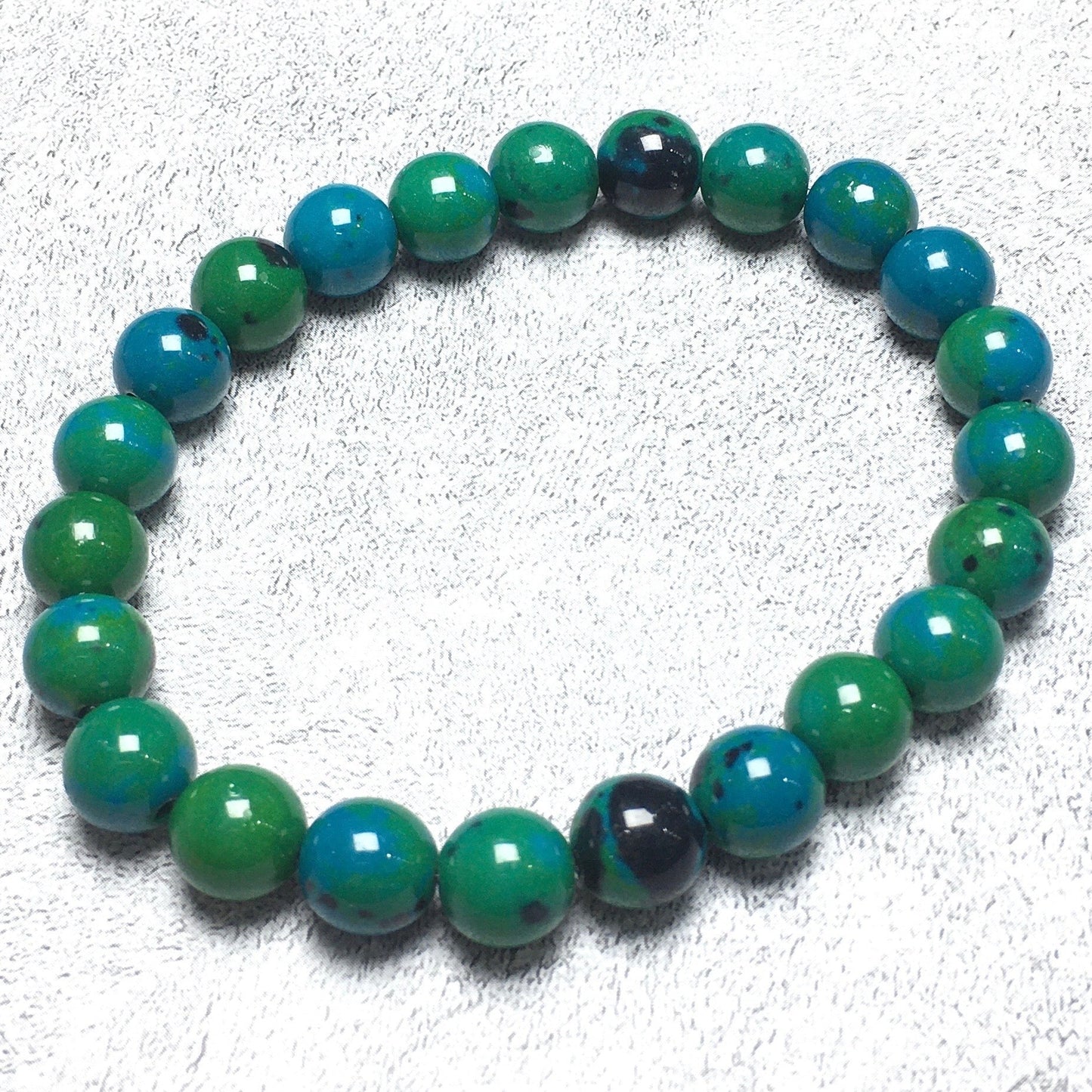 Natural Malachite/Lapis Gemstone Beads Handmade Stretchy Bracelet