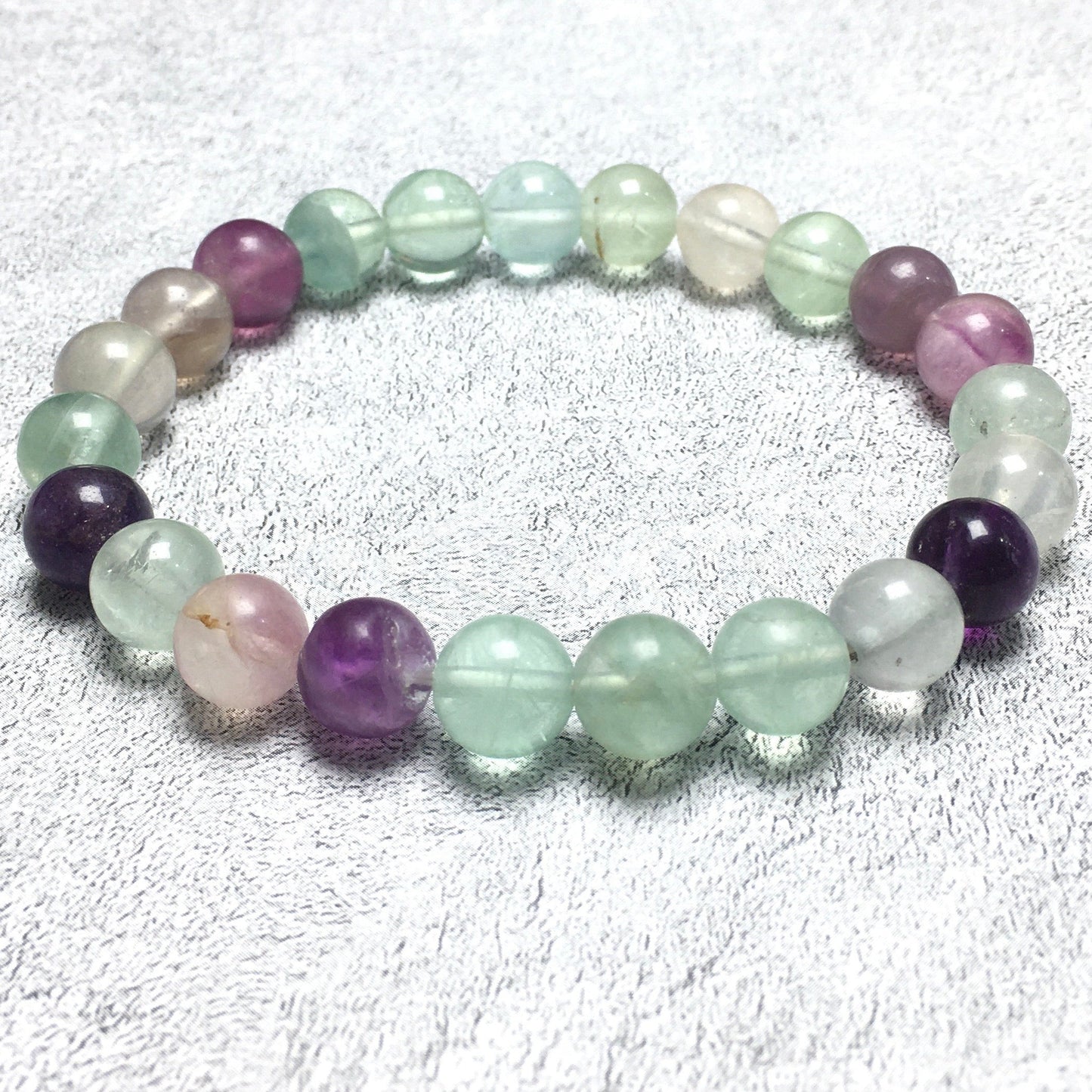 Natural Genuine Fluorite Gemstone Round Beaded Stone Bracelet