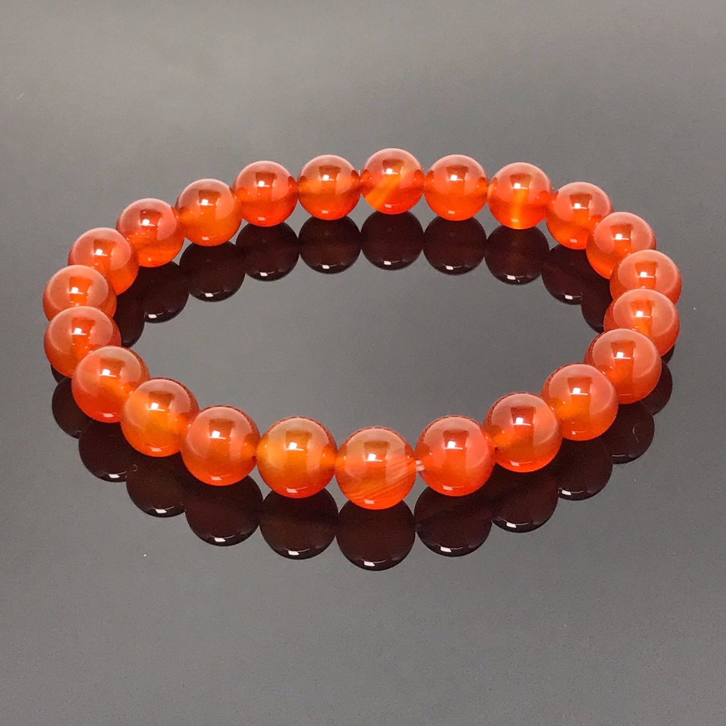 Natural Red Agate Gemstone Round Beaded Stone Bracelet