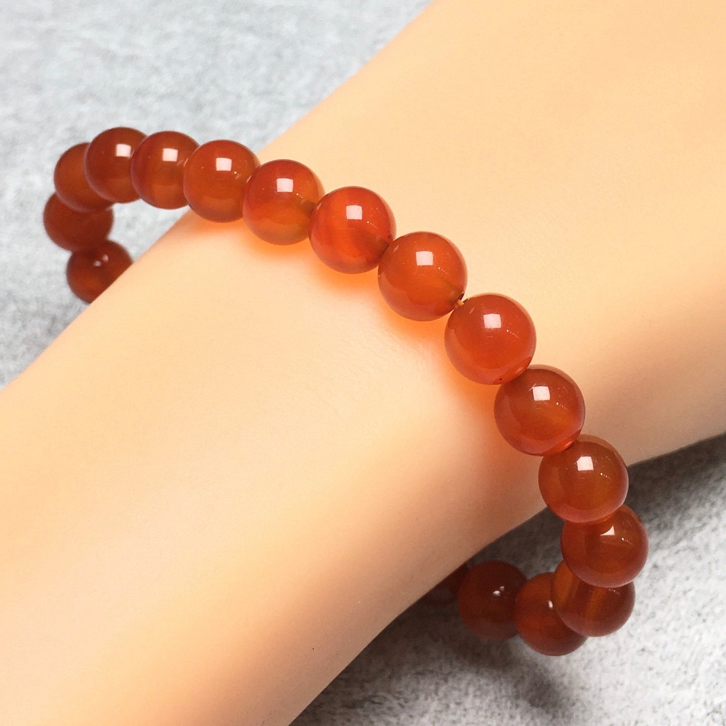 Natural Red Agate Gemstone Round Beaded Stone Bracelet