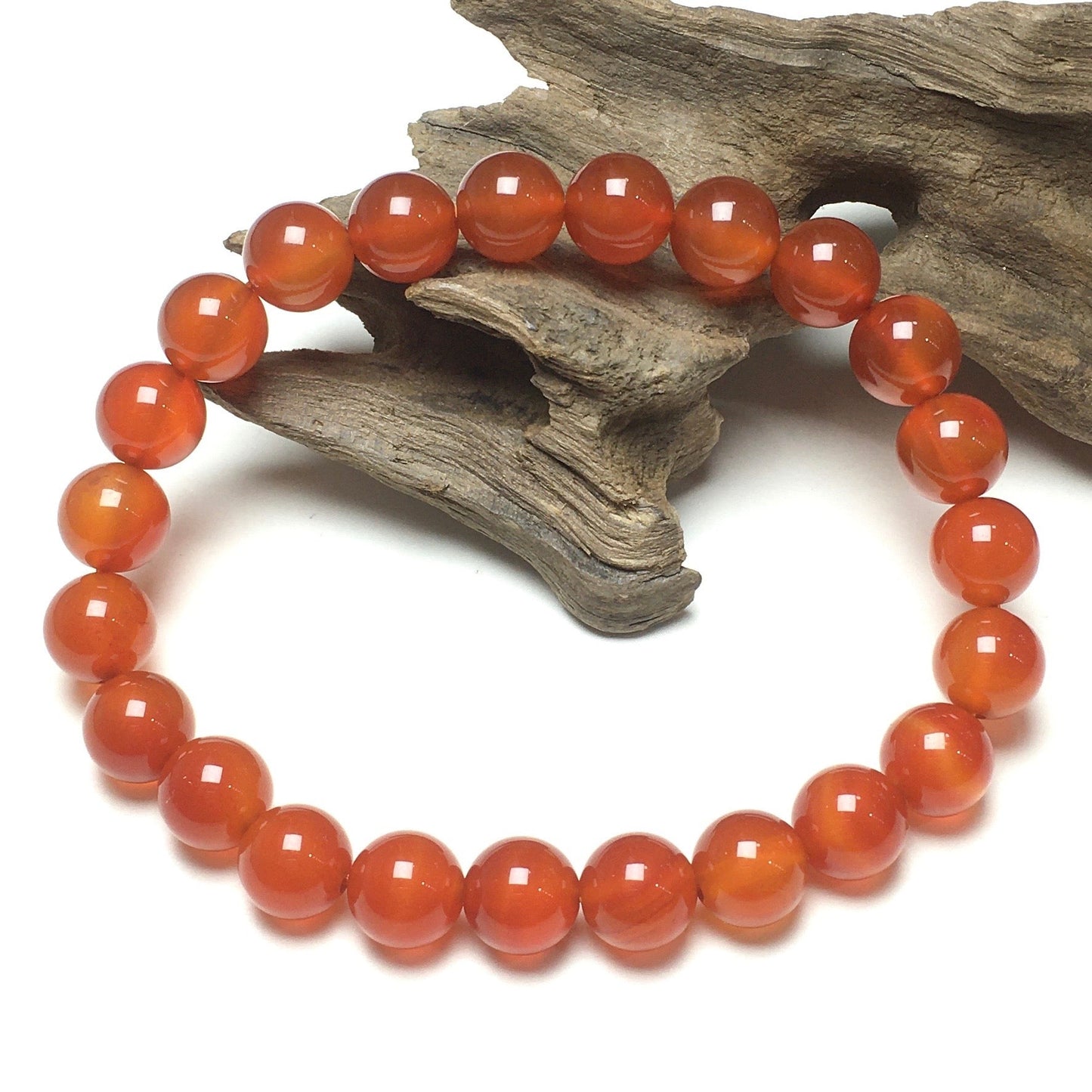 Natural Red Agate Gemstone Round Beaded Stone Bracelet