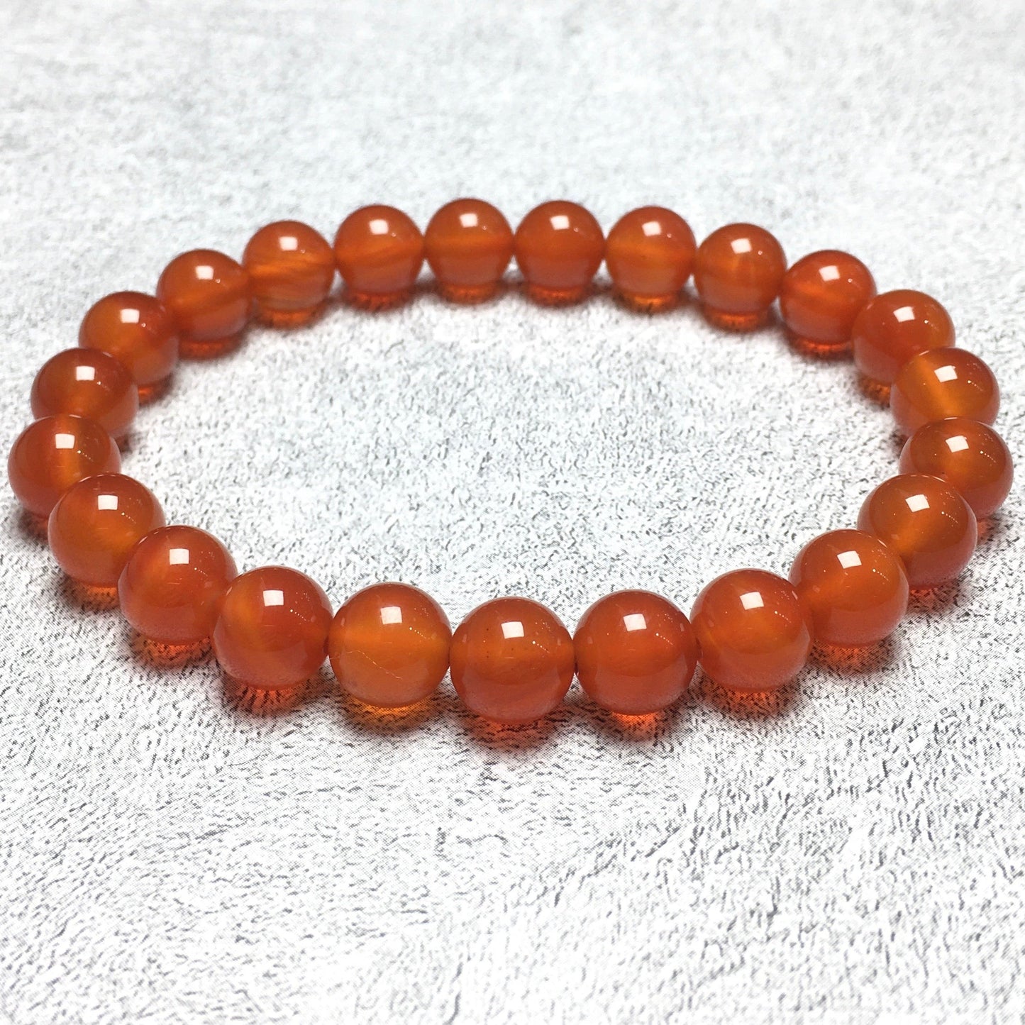 Natural Red Agate Gemstone Round Beaded Stone Bracelet