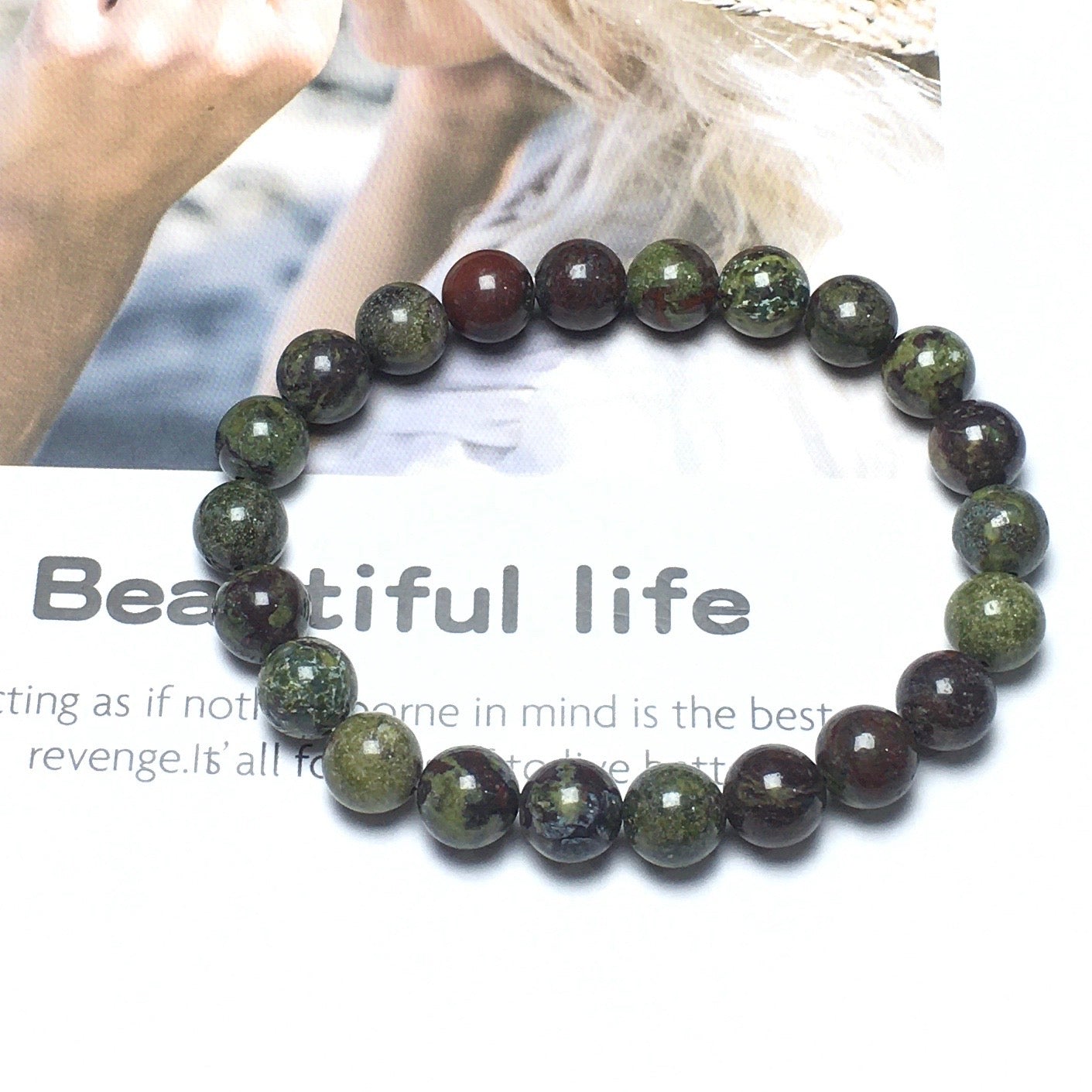 Natural Dragon Blood Stone Beads Handmade Stretchy Bracelet