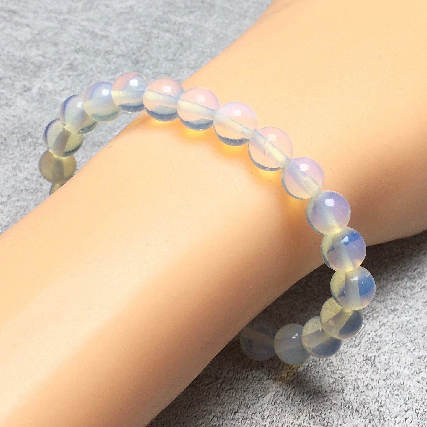 Natural Opalite Gemstone Beads Handmade Stretchy Bracelet