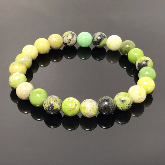 Natural Australian Jade Gemstone Beads Handmade Stretchy Bracelet