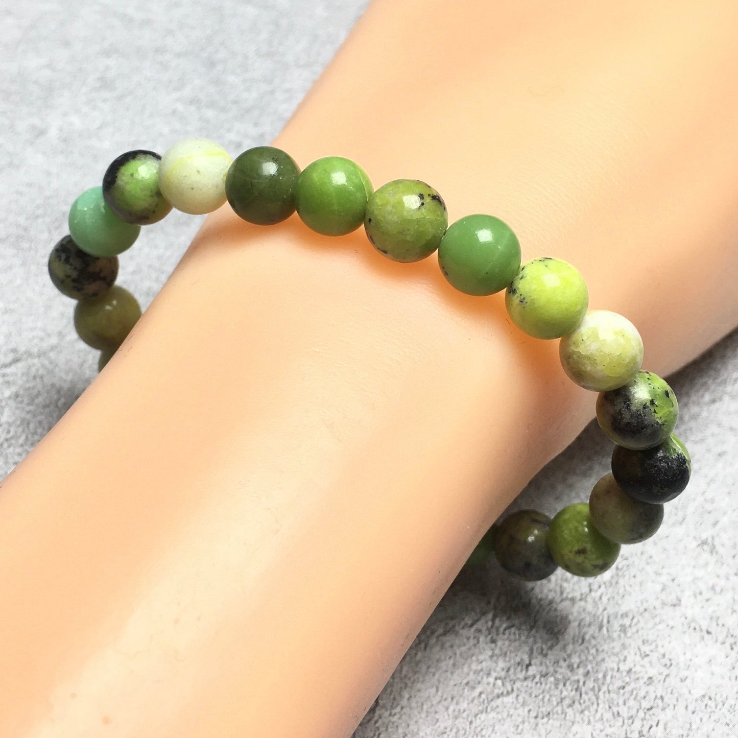 Natural Australian Jade Gemstone Beads Handmade Stretchy Bracelet