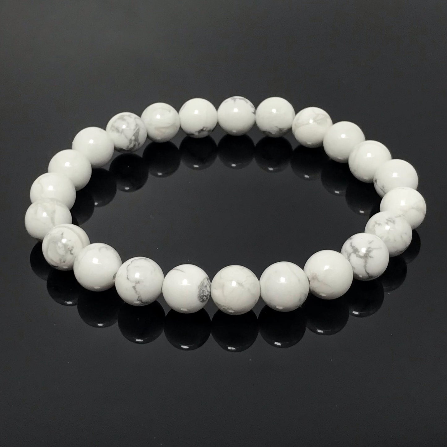 Natural Howlite Gemstone Beads Handmade Stretchy Bracelet